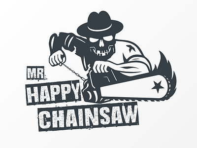 Mr. Happy Chainsaw ai band brand design illustrator logo metal rock