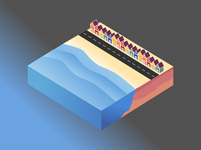 A piece in space beach colour design gradients graphic illustration isometric pondicherry