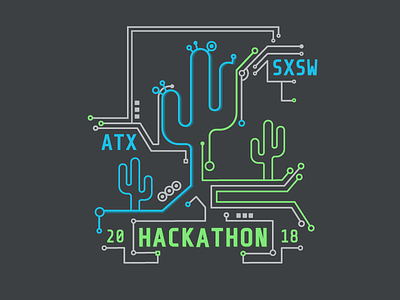 SXSW Hackathon T Shirt Design atx austin neon sxsw t shirt design