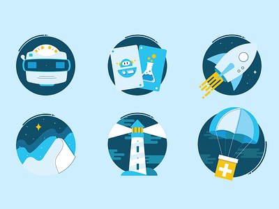 Human Centered Design Methods cards design thinking digital illustration icon illustration illustration lighthouse mountain parachute rocketship spot illustration viewmaster