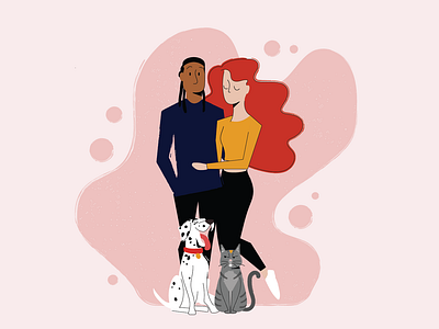 Christmas Card cat couple dalmatian design digital illustration family illustration portrait