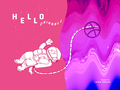 Hello Dribbble astronaut color dribbble hello illustration space