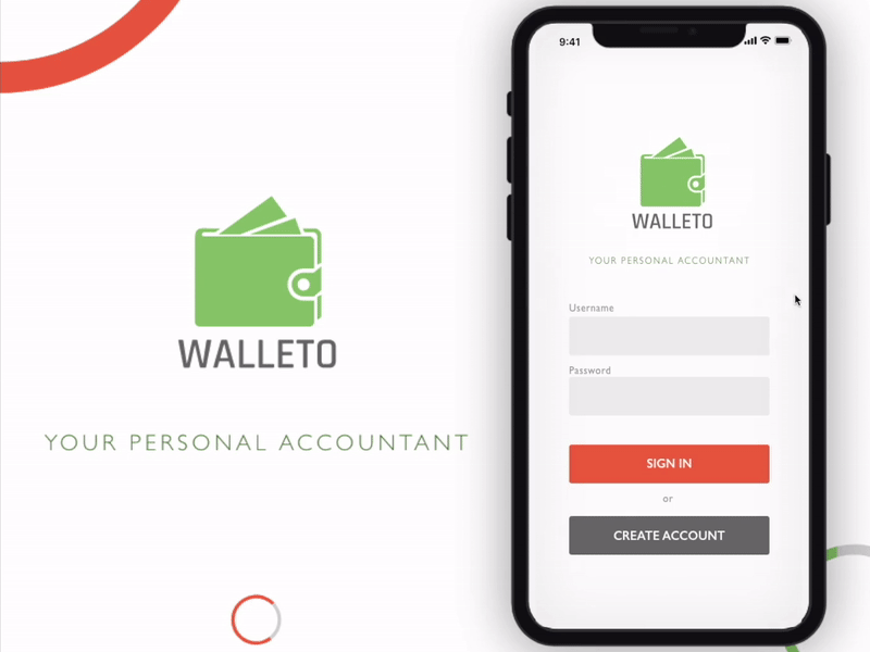 Walleto accounts adobe animate adobexd autoanimate banking app finance finance app money app money tracker track spends