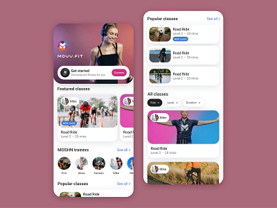 Livestream fitness mobile app coaches cycle design fitness app livestream mobile app mobile design mobile ui spinning trainers ui uidesign ux