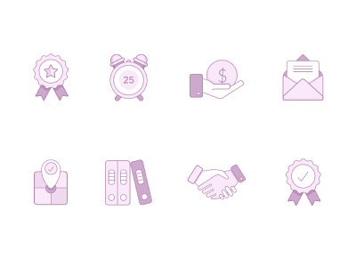 Icon Set Creation books design envelope handshake icon illustration map money reward