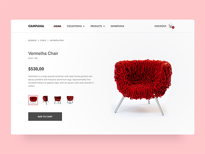 Vermelha Chair add to cart buy campana chair checkout ecommerce experience interface online store red ui ux