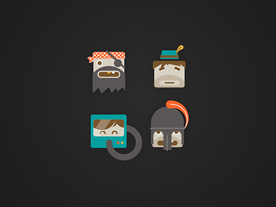 Characters astronaut cosmonaut fairytale hunter icon knight pirate vector
