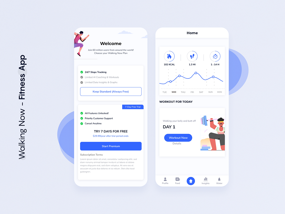 Walking now - Fitness app by Ajay Bijlani on Dribbble