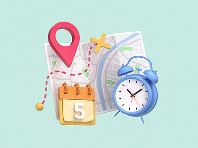 3D Visuals - Journey Managing Website 3d 3d art 3d design 3d icon 3d illustration 3d render 3d ui animation branding calendar clock graphic design icon illustration journey logo map motion graphics ui website