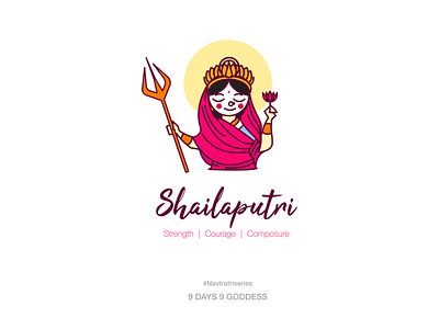 Goddess 01 - Navratri Series (Shailaputri) character goddess illustration india indian indian gods navratri stickers vector