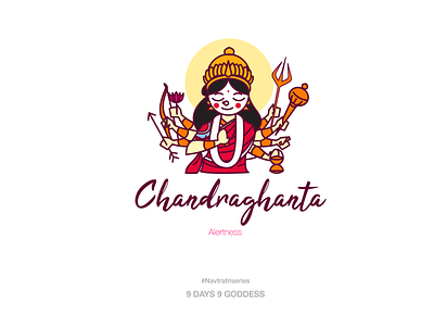 Goddess 03 - Navratri Series (Chandraghanta) character design goddess indian indian gods navratri stickers symbol traditional vector