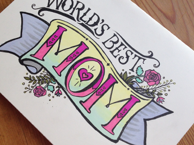 World's Best Mom card lettering marker mom mothers day
