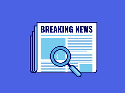 Breaking News icon loupe magnifying glass news newspaper search spot illustration