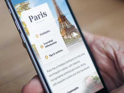 Tourist Guide Paris (WIP) app clean design guide icon interface iphone menu photo typography ui user