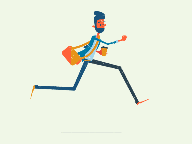 Late for Meeting after effects animation character coffee cycle duik illustration late run