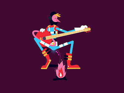 Blues on Saturn character design fire future guitar illustration illustrator music space