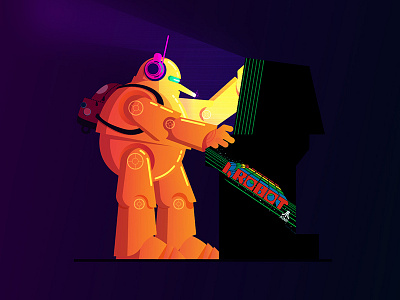 Retro Robot arcade character design future graphic illustration illustrator metal retro robot videogame