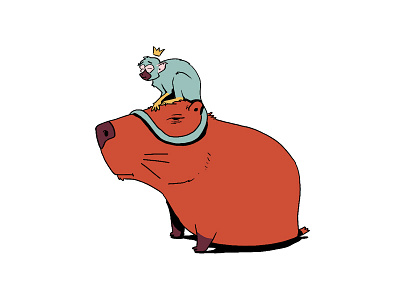 Capybara and Squirrel Monkey animal capybara cartoon cell character color ink monkey photoshop squirrel