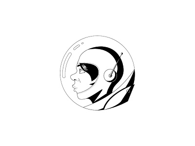 Space Babe astronaut character design future helmet line portrait profile scifi space