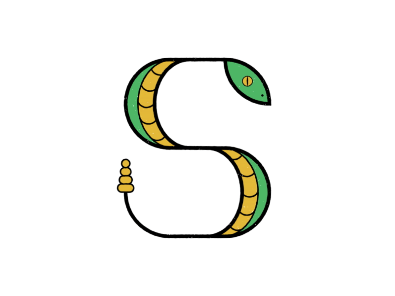 S ae after effects animation design duik font illustration letter s snake type typography