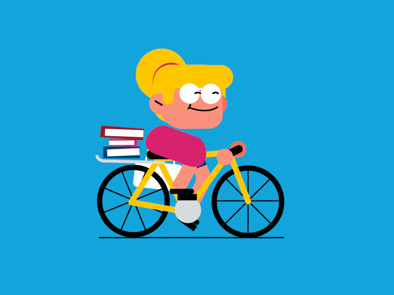 Bike to Class after effects animation bike character college design duik graphic illustration school student