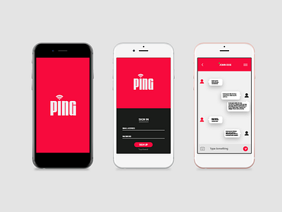 Ping Logo and UI Mockup branding design graphic design messenger thirty logos ui ui design ui messenger ux ux design