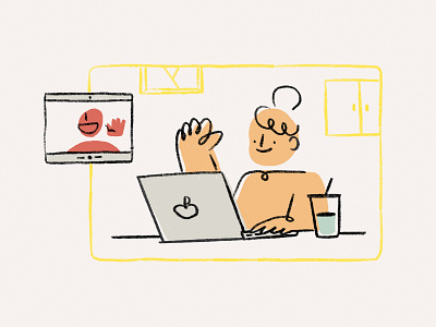 Illustration ❘ Video Call between colleagues color doodle friendship hangout illustration videoconference virtual