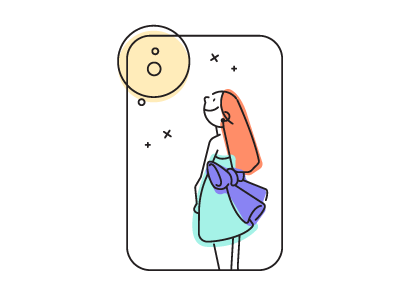 Icon ❘ Dreaming lady dreaming girl icon moon neon pastel