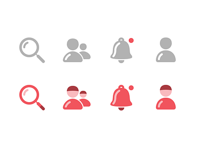 Detailed Tab Bar Icons app bar contacts icon illustration ios notifications profile red search