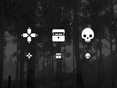 Time for Side Projects! black branding death forest game game over icons illustration side project treasure vector white