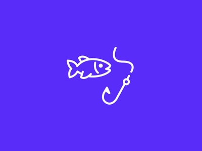 Hooked Up. blue catch fish hook icon illustration line line icon