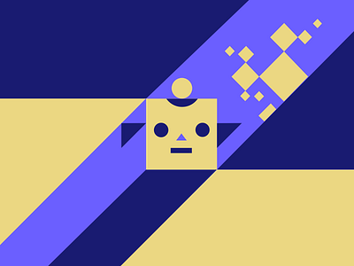 🤖 ✨ blue bot chatbot flat geometric illustration robot spark