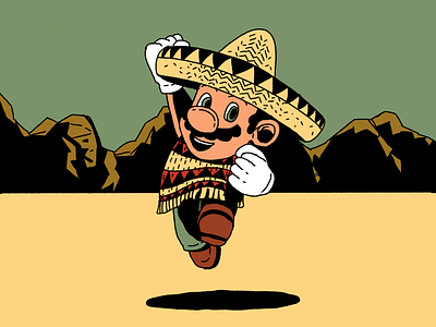 Super Mario meets Hellboy! game hills illustration jump mario mexican nintendo pop shadow super mario