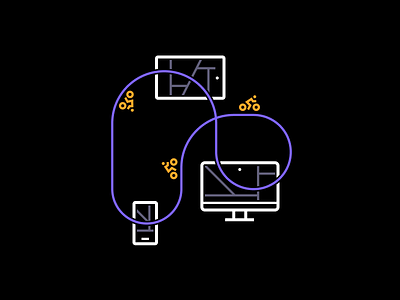 Flawless UX across all platforms android bike black blue cycling display icon icons illustration ios map phone ride tablet track vector yellow