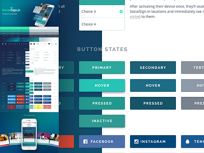 SocialSign.in WiFi Marketing Style Guide button states buttons elements form gradients mobile palette product style guide ui ui kit ux