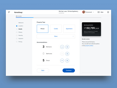 HomeAway - Onboarding flow listing onboarding rental ui ux vacation rental