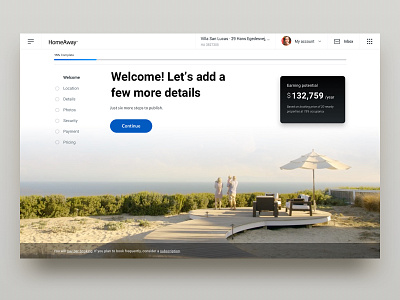 HomeAway - Onboarding homepage