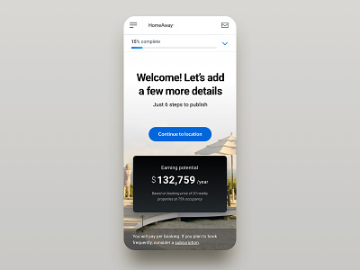 HomeAway - Onboarding homepage for mobile web