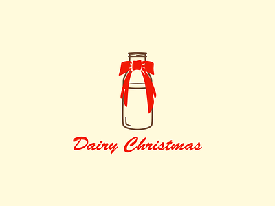 Got Milk for Christmas bow christmas christmas present gift illustration milk milk bottle milk carton vintage vintage design