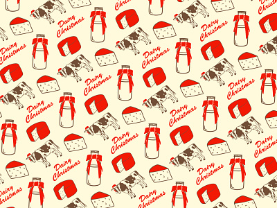 Dairy Christmas Pattern brush script christmas christmas pattern design illustration merry christmas pattern vintage