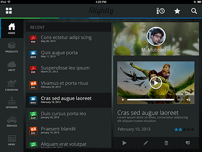 Slightly app main screen app black detail icon ios ipad listing preview sidebar smooth ui ux