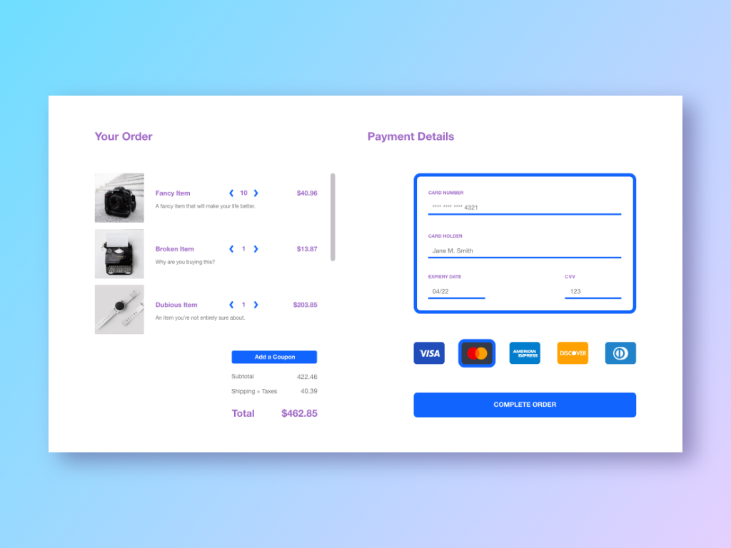 002 Credit Card Checkout by Erin Ringland on Dribbble