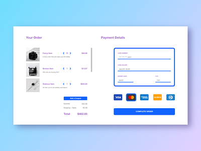 002 Credit Card Checkout adobe xd credit card checkout creditcardcheckout dailyui dailyui 002 ui uidesign web design webdesign