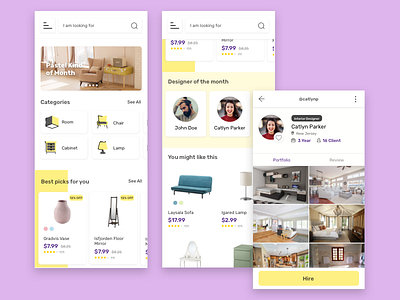 Interior Marketplace Exploration card home interior marketplace ui ux