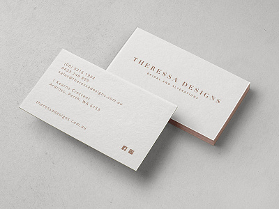 Theressa Designs re-branding boutique branding bridal business cards fashion logo minimal print rose stationery style