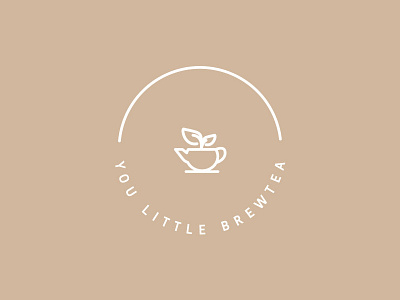 You Little Brewtea Logo brand branding linear logo minimal monochrome round simple tea tealeaf teapot