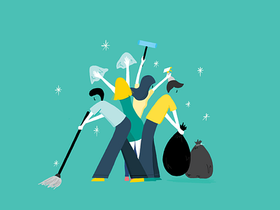 World Cleanup Day declutter illustration procreate vector