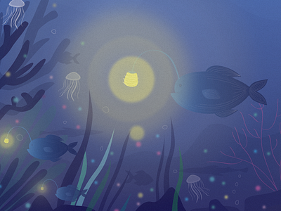Under the Sea design fish illustration light bulb ocean sea