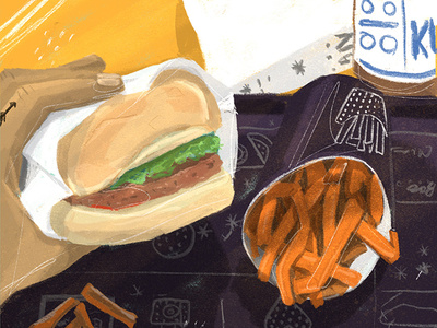 Burguer burguer color drawing food fries illustration procreate vegan