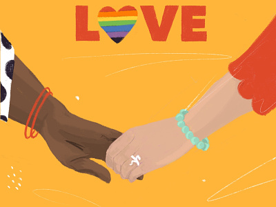 Love is love 2 color digital hands illustration pride pride month